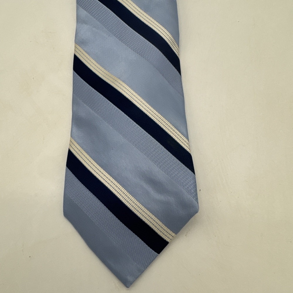 Hart Schaffner Marx‎ Silk Neck Tie Blue Stripe Unique Elegant 3 1/4" X 59"